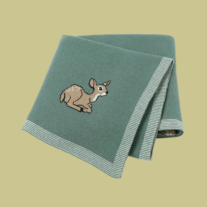 olie couverture bébé verte motif animal