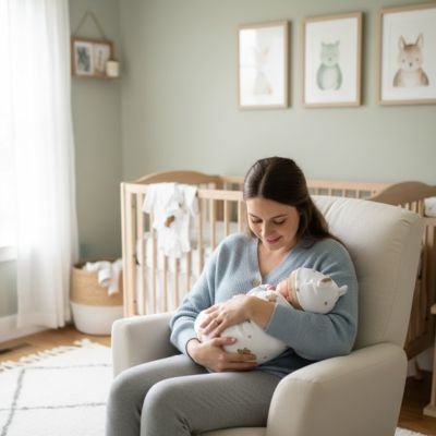 maman endort bébé avec couverture d'emmaillotage