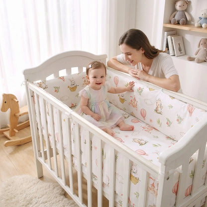 maman regarde bébé touche tour de lit pour bebe