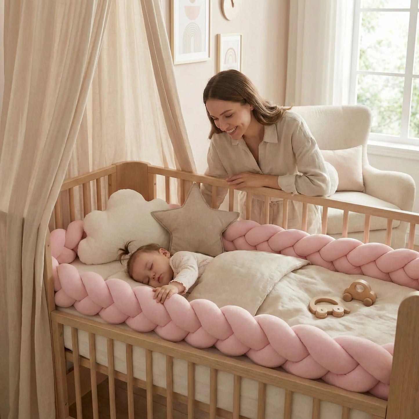 tour de lit tressé - Rose - Fée Dodo