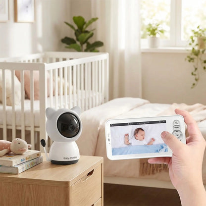 maman tient camera bébé montrant bébé endormi