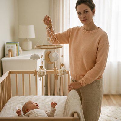 Mobile pour bébé étoiles lune tournants