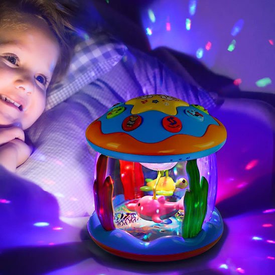 projection lumineuse de la veilleuse musicale bébé