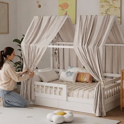 sublime ciel de lit cabane blanc