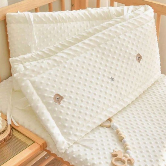 Tour de lit bébé beige tête ourson
