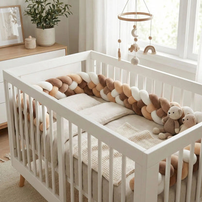 tresse de lit bebe marron beige blanc joli lit de bebe blanc 