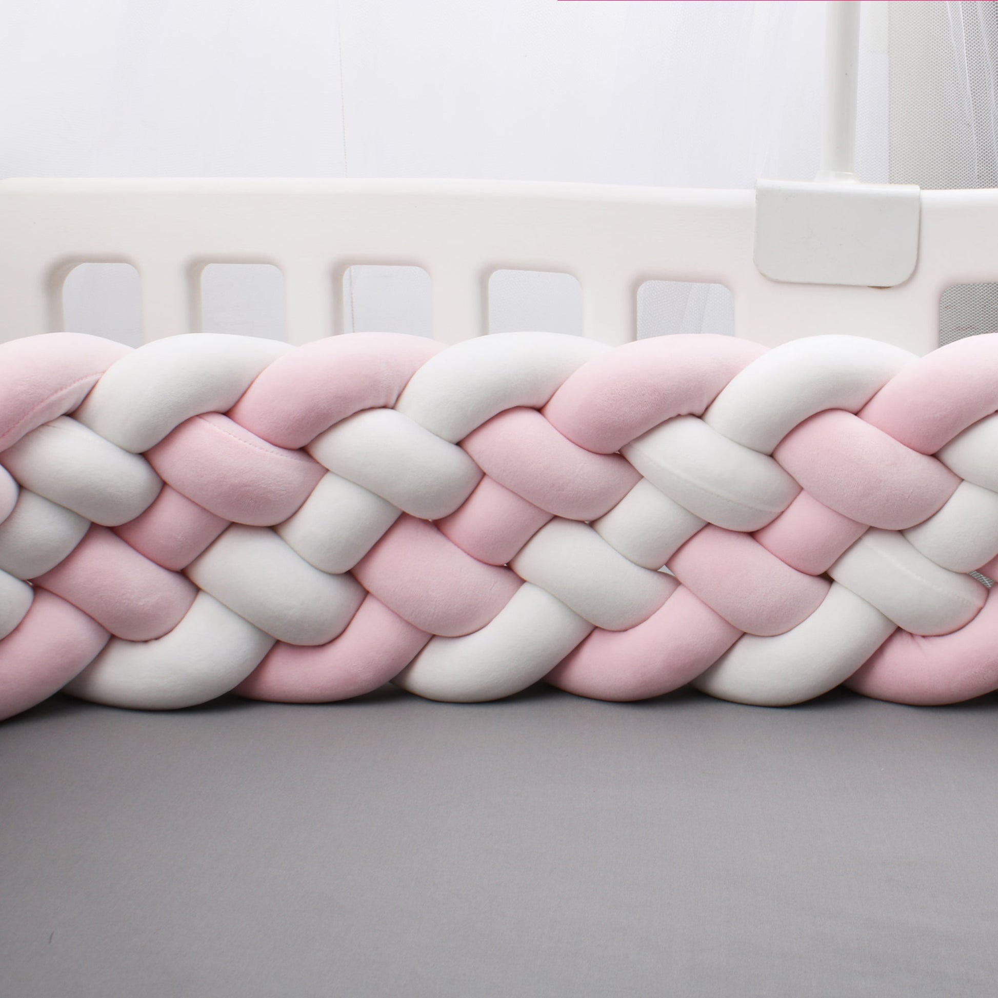 tresse de lit bebe rose blanc