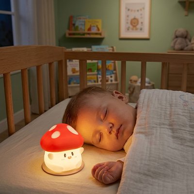 Veilleuse bebe champignon souriant